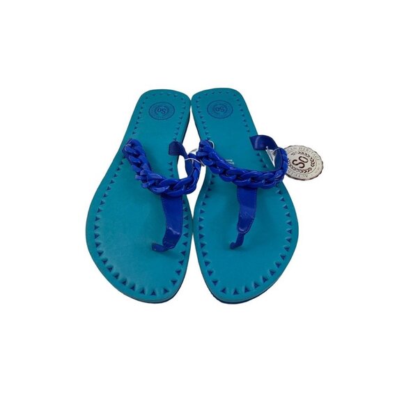 SO Shoes - SO Women's Blue on Blue Flip Flops